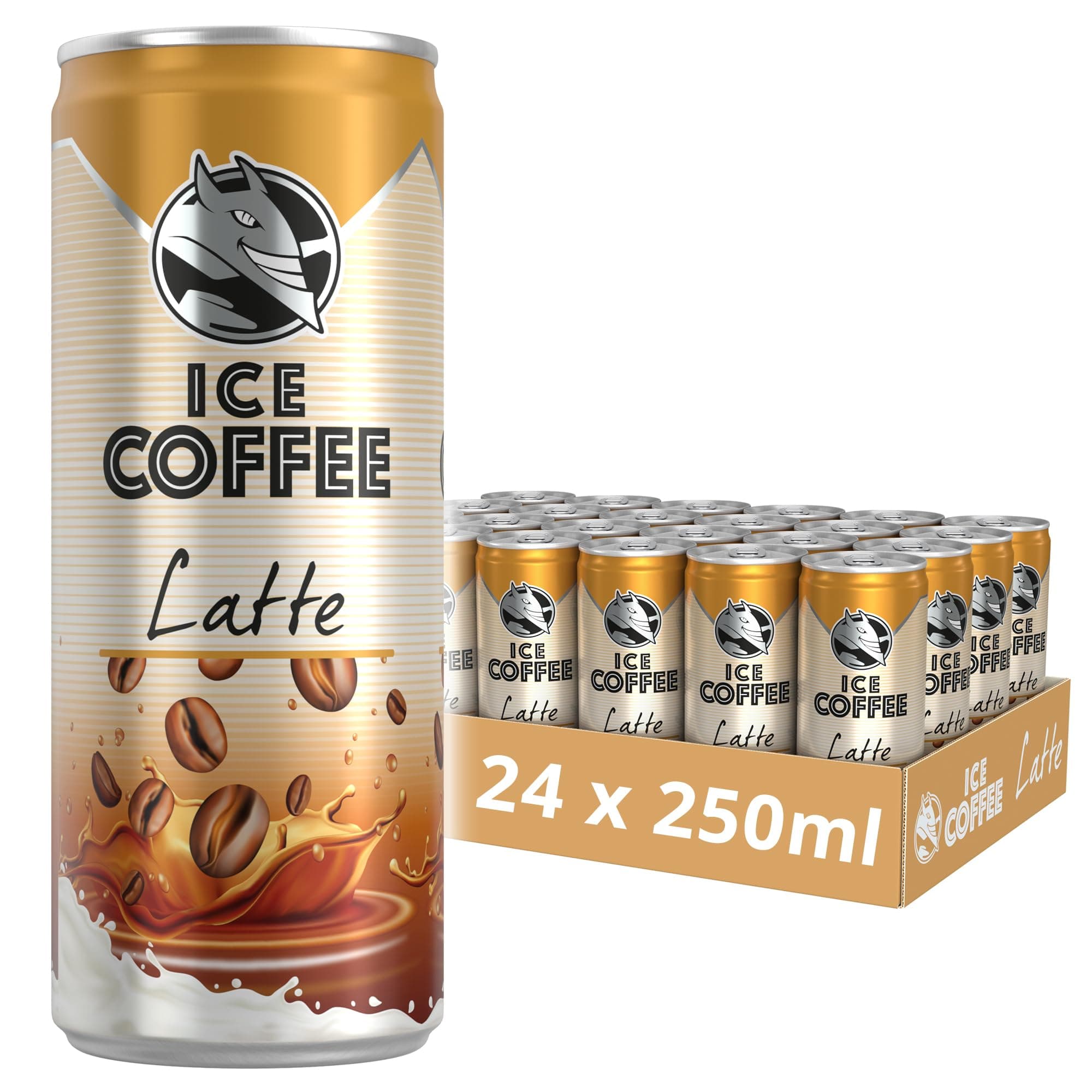 HELL Ice Coffee Latte | 24 x 250 ml Dosen Multipack | 40 mg/100 ml Koffein | enthält echte Arabica & Robusta Kaffeebohnenextrakte | 75% UHT-Milch | Konservierungsstofffrei | Eiskaffee | trinkfertig Angebot bei HelloDeals