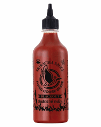 FLYING GOOSE Sriracha Chilisauce, mit extra Schärfe, extrem scharf, schwarze Kappe, extra scharfe Würzsauce aus Thailand, 1 x 455 ml 455ml