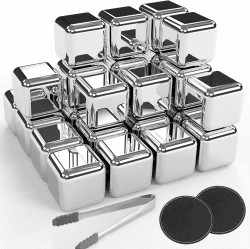 24 Stück Eiswürfel Aus Edelstahl Wiederverwendbare, Geschenke für Männer, Whisky Steine Ice Cube Set - Whiskysteine, Eiswürfel Für Whisky, Wein Kühlsteine (24 Stück) Angebot bei HelloDeals