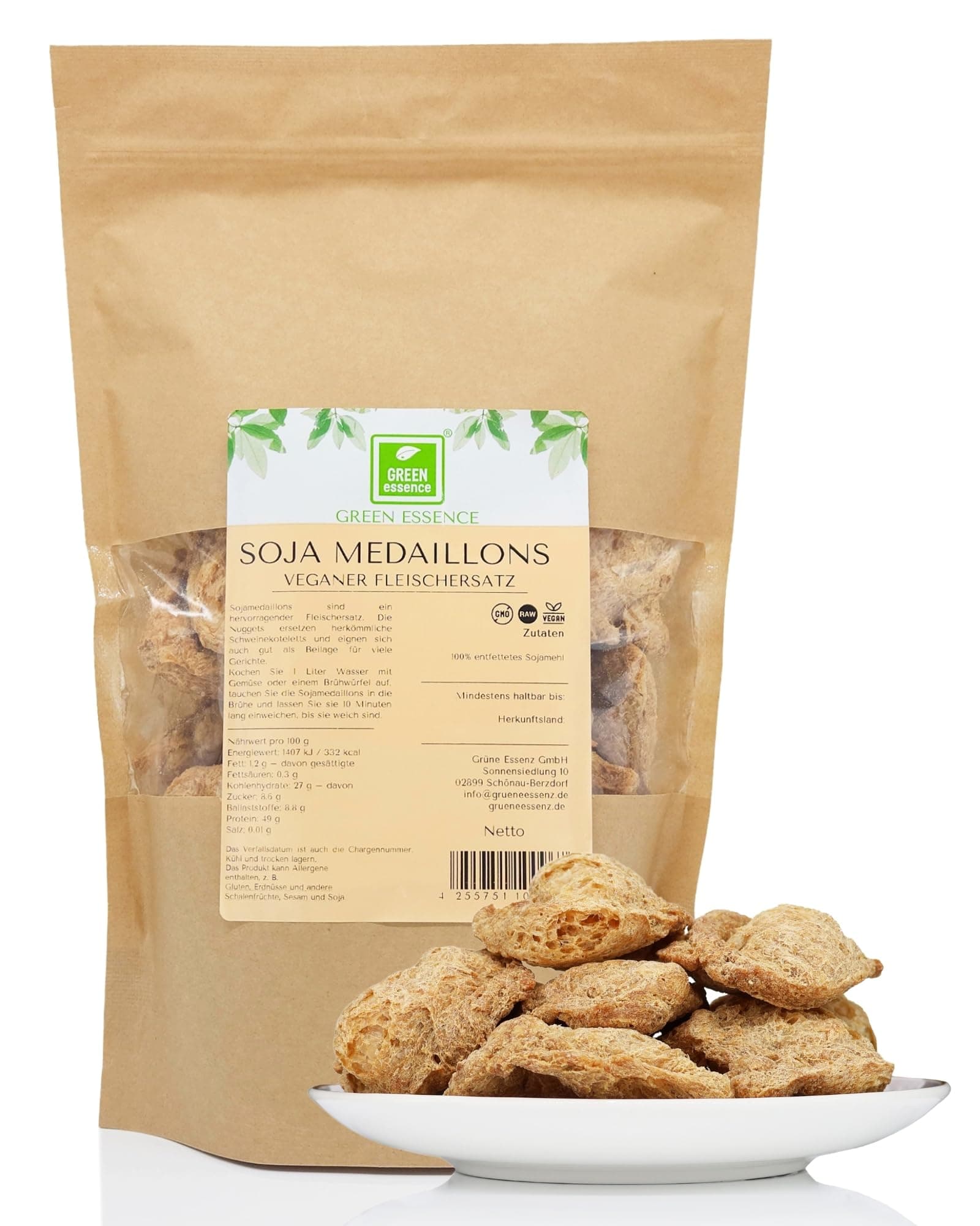 Soja Medaillons von der Grünen Essenz 500g (2*250g) - Veganer Fleischersatz - Soja Nuggets - Vegan Protein - veganes Lebensmittel - Alternative zu Fleisch - vegan Medaillons (500 Gramm) Angebot bei HelloDeals