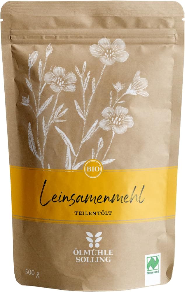 ÖLMÜHLE SOLLING - BIO Leinsamenmehl teilentölt | Mehl aus kaltgepresster Bio-Leinsaat. Leinsamenmehl für Müsli sowie zum Backen von Broten und Backwaren | Inhalt: 500 g 500 g (1er Pack)