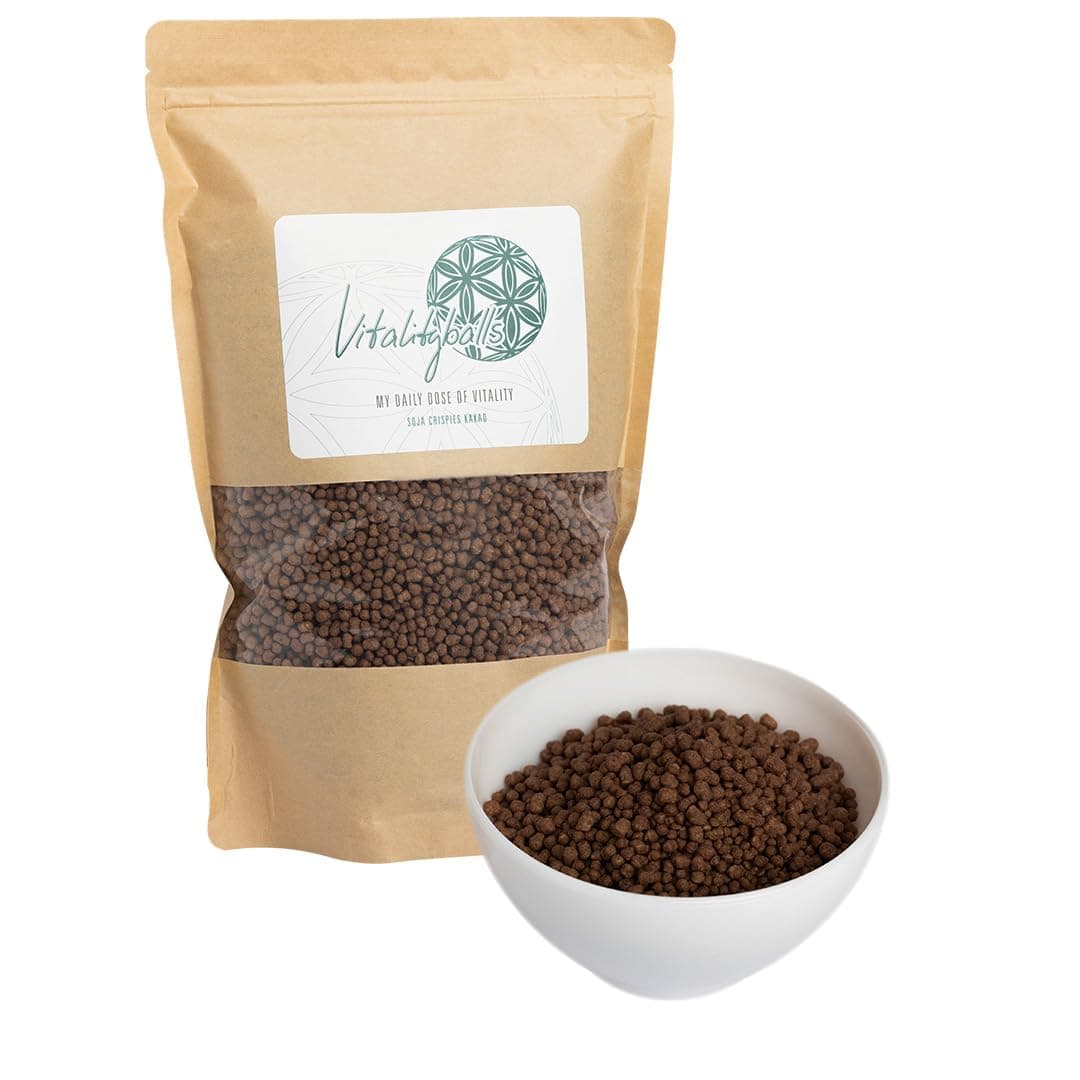 Vitalityballs - 58% Protein Soja Crispies Kakao 1000 g - Eiweiß Soya Sojacrispies mit zarter Kakaohülle ideal als Topping für Müsli und Fitness-Küche Kakao 1 kg (1er Pack) Angebot bei HelloDeals