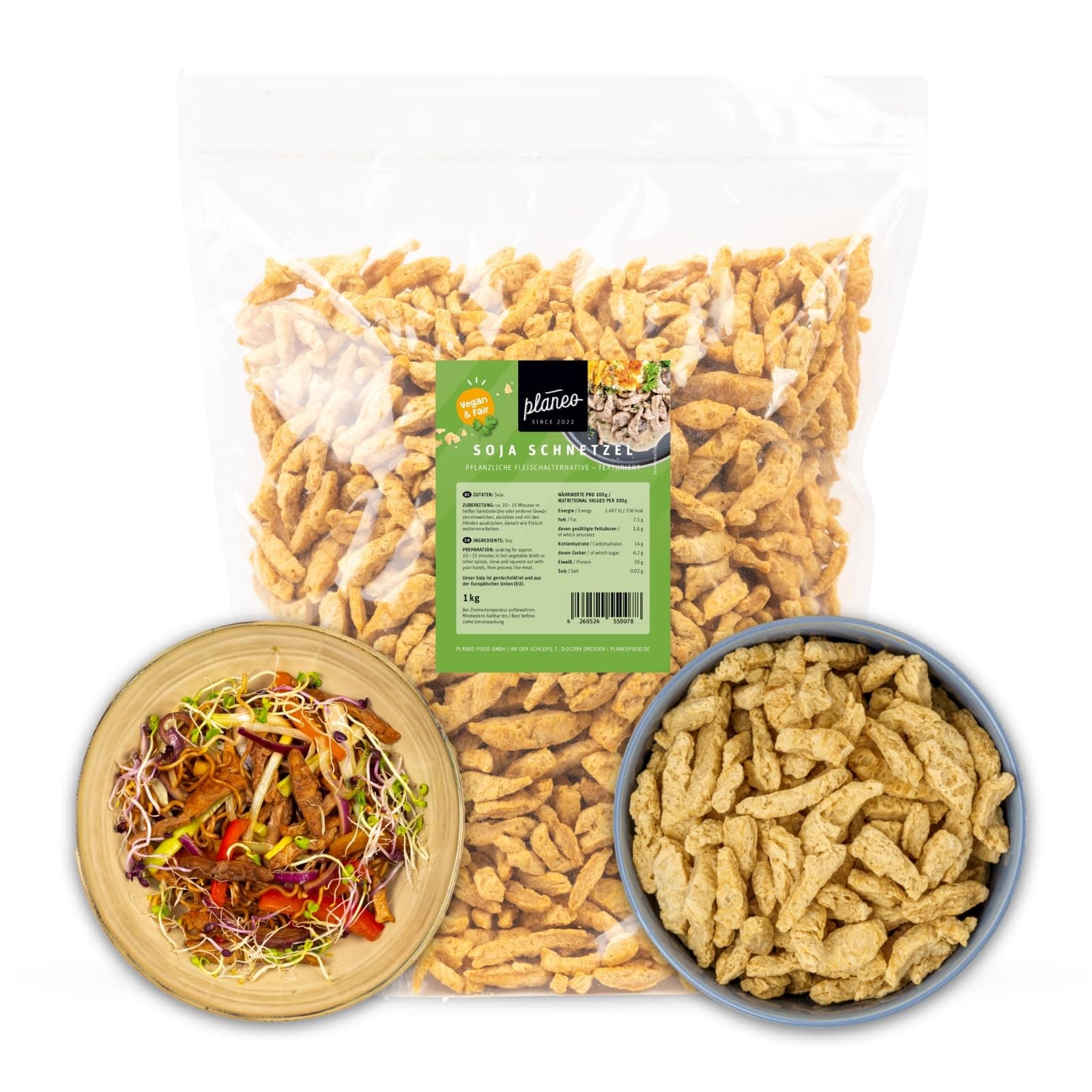 Planeo Soja Schnetzel – 1kg pflanzlicher Fleischersatz, Soja aus Österreich, 100% vegan & proteinreich, ohne Gentechnik, ergibt ca. 4kg fertige Portionen Angebot bei HelloDeals