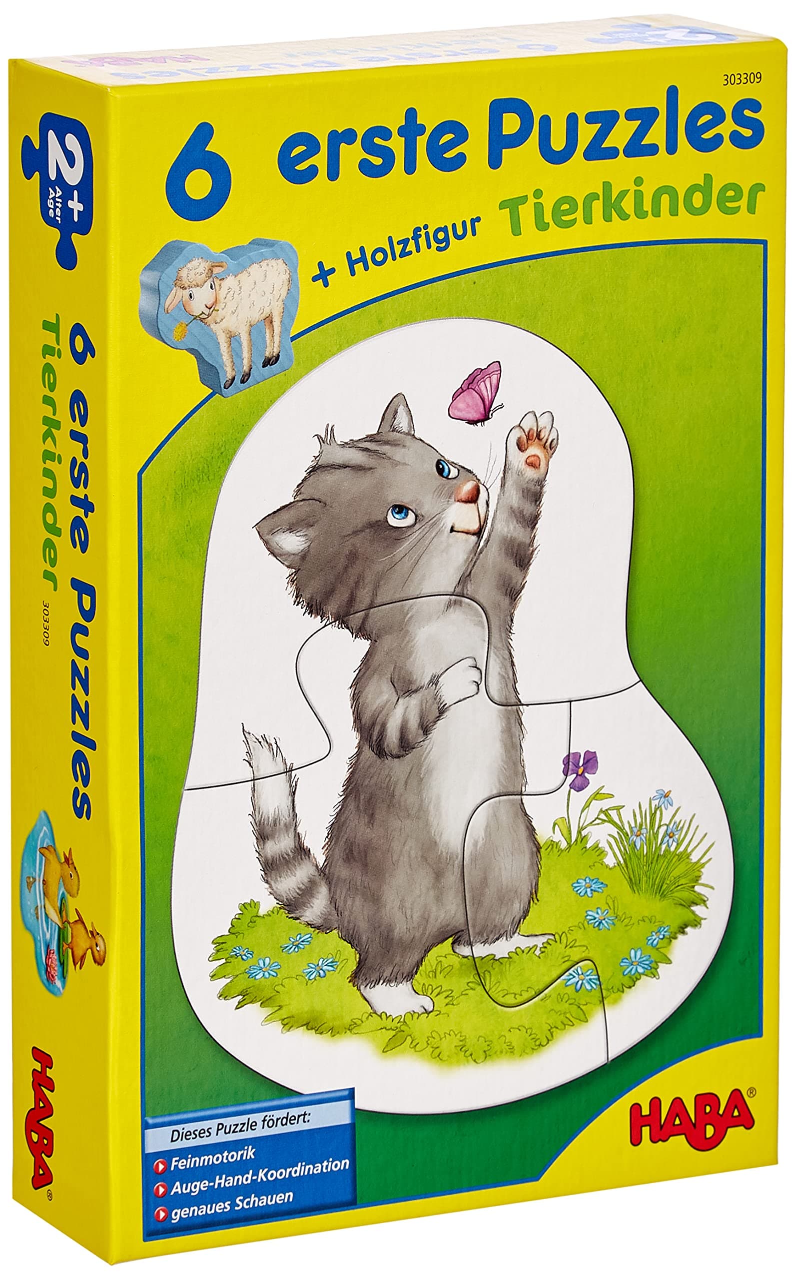 HABA Puzzle Tierkinder – 6 erste Puzzles ab 2 Jahren mit großen Teilen – Fördert Feinmotorik & Tiererkennung – Mit Holzfigur zum freien Spiel – 1303309001 Angebot bei HelloDeals