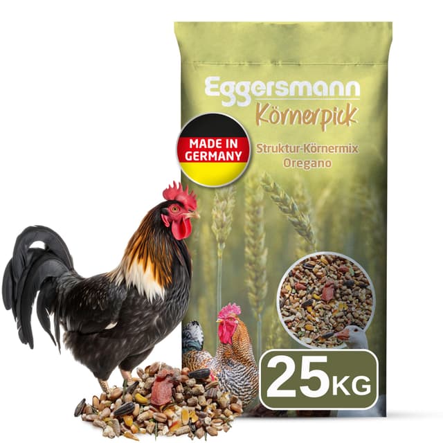 Eggersmann Körnerpick 25 kg Hühnerfutter - Struktur Körnermix Oregano - Hühner Körnerfutter Basic Geflügelfutter - Premium Körnermischung für Hühner Gänse und Enten 25 kg (1er Pack)