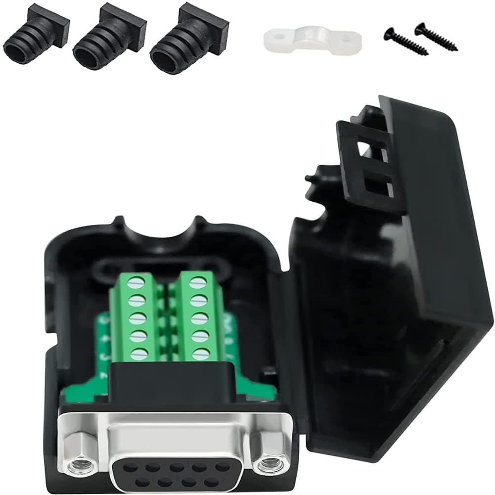 DTECH DB9 Breakout Connector Female RS232 Serial Adapter Solderless Module Board mit Anschlussblock, Gehäuse, Muttern und Endrohren (DB9 Female + Muttern) DB9 Buchse + Muttern