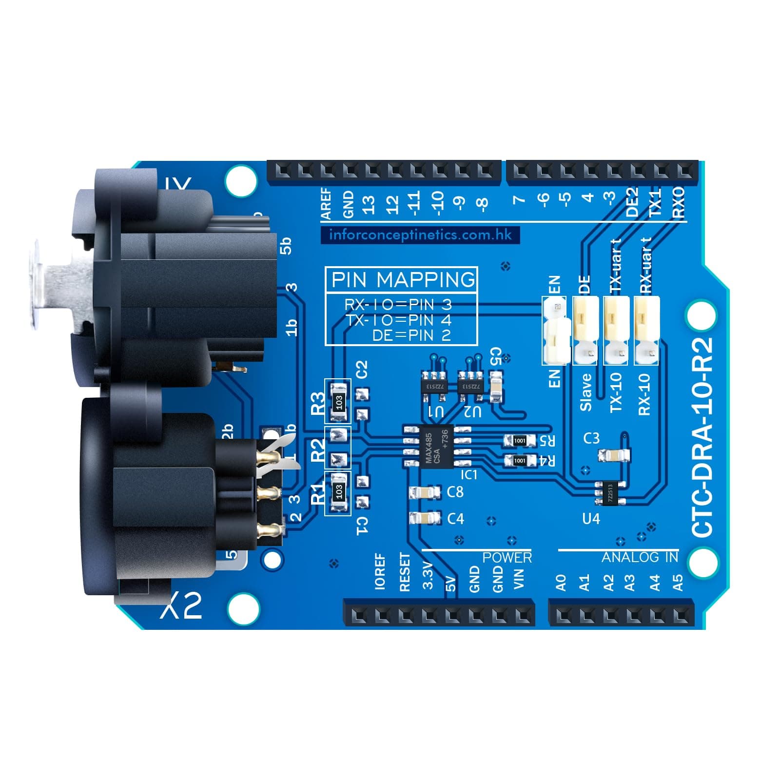 CQRobot DMX Shield MAX485-Chipsatz Kompatibel mit Arduino Board (RDM-fähig), Gerät in DMX512-Netzwerk, LED/Musik-Remote-Geräteverwaltung fähig, erweiterter DMX-Master.