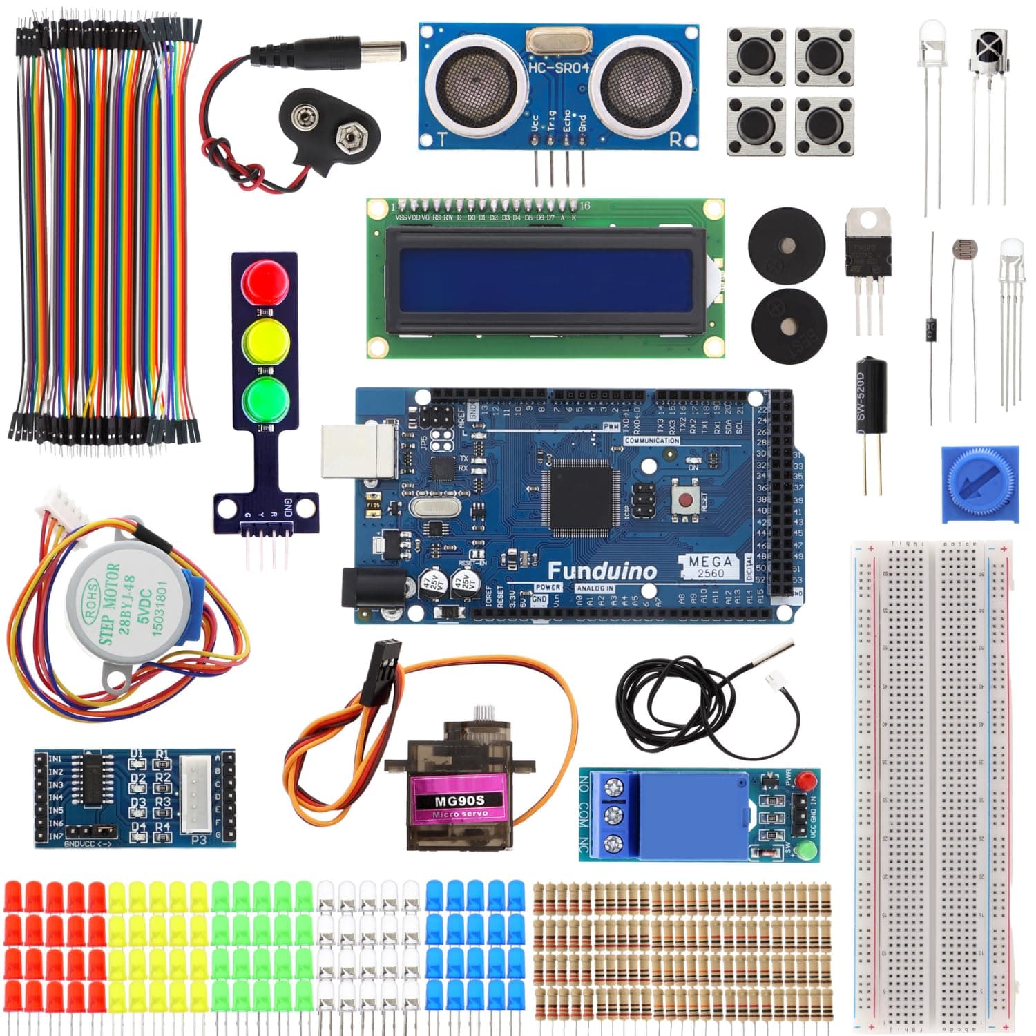Funduino Starter Kit MEGA R3 Basic, 100% kompatibel zu Arduino, mit deutschsprachigen Anleitungen, umfrangreiches Lernset für Einsteiger und Fortgeschrittene Funduino MEGA R3 Basic