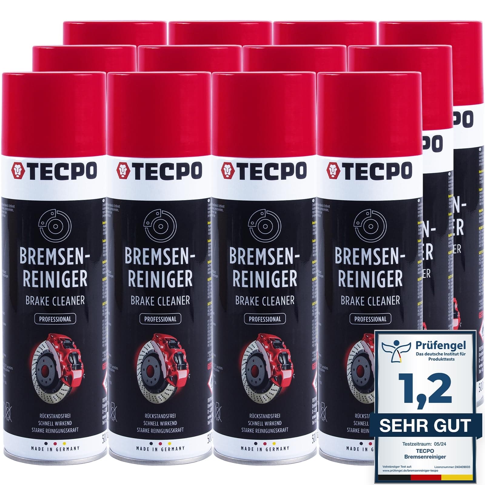 TECPO Bremsenreiniger 12x 500ml Universal Teilereiniger 360° Ventil Power Brake Cleaner Acetonfrei Reiniger Entfetter Korrosionsschutz 12x 500 ml Angebot bei HelloDeals