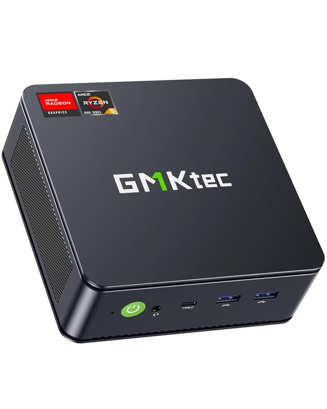 GMKtec Mini PC Ryzen 6600H (Upgraded 6600U), M6 Gaming Desktop Computer Dual NIC LAN 2.5G, AMD R5 6600H (6C/12T up to 4.50Ghz), 32G DDR5 RAM + 1TB PCle SSD, WiFi 6E, USB 4.0, BT 5.2, HDMI
