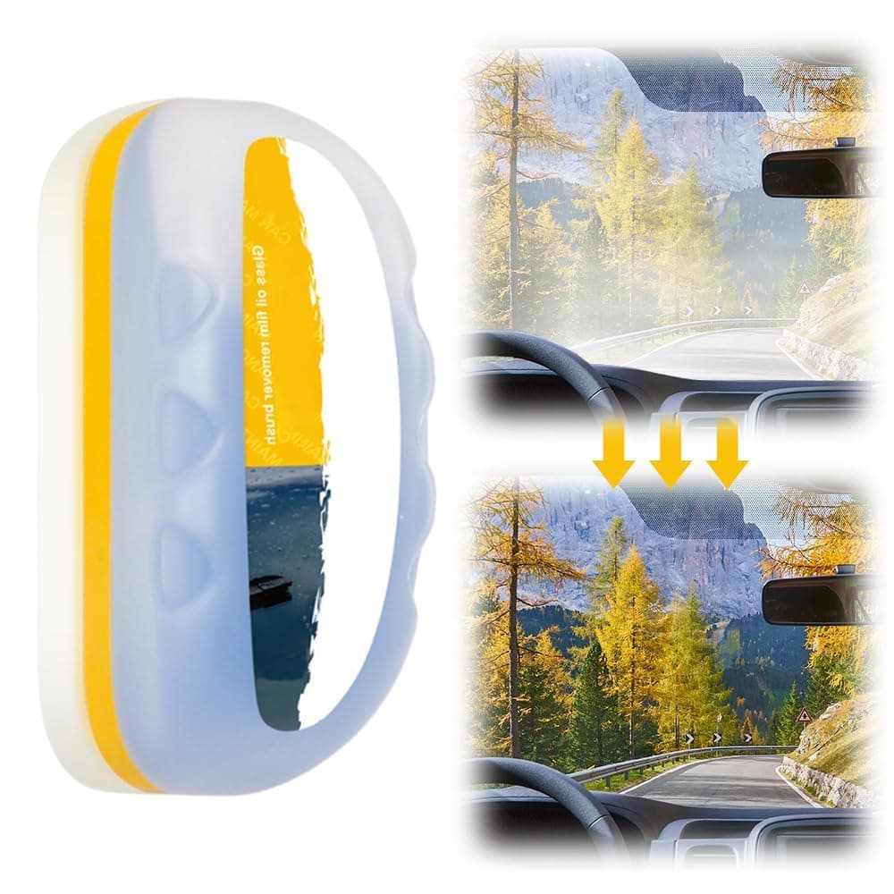 Automotive Ölfilm Reinigungsbürste, 2025 Neu Multifunktionaler Auto Glasreiniger mit 120ML Ölfilm Entferner, Anti-Beschlag Glasreiniger für Autoscheiben, Windschutzscheiben & Spiegel (1)