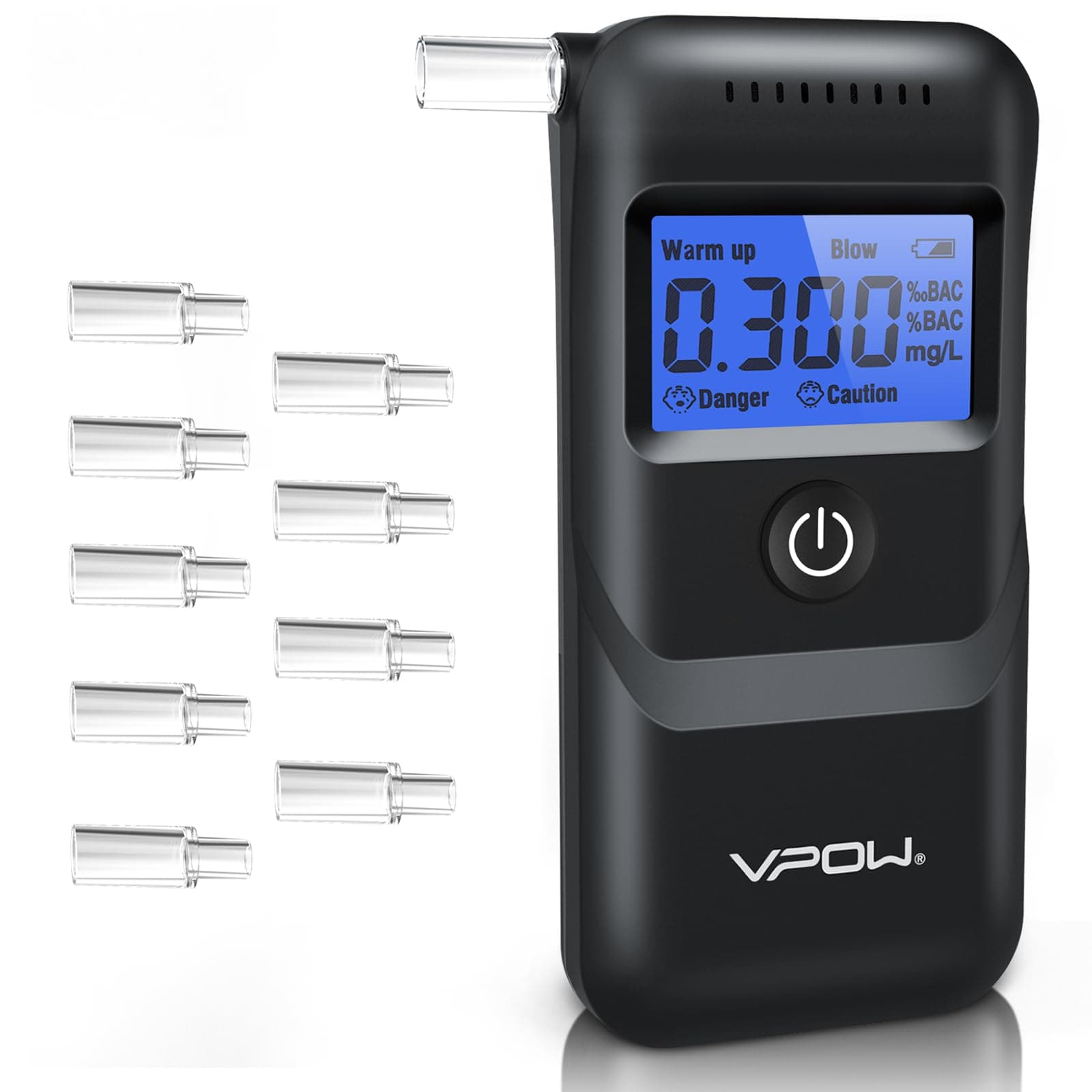 VPOW Alkoholtester, Professioneller Alkoholtester mit digitaler Blauer LCD-Anzeige, Atemalkoholtester mit Gradgenauigkeit für den privaten professionellen Gebrauch zu Hause - Dunkles Schwarz Angebot bei HelloDeals