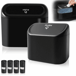 Hoclauho 2 Stück Auto Mülleimer mit 60 Stück Müllsäcke, Automülleinmer Mit innenraum Deckel, Mülleimer Klein, Hängende Aufbewahrungsbox Mülltonnen Angebot bei HelloDeals
