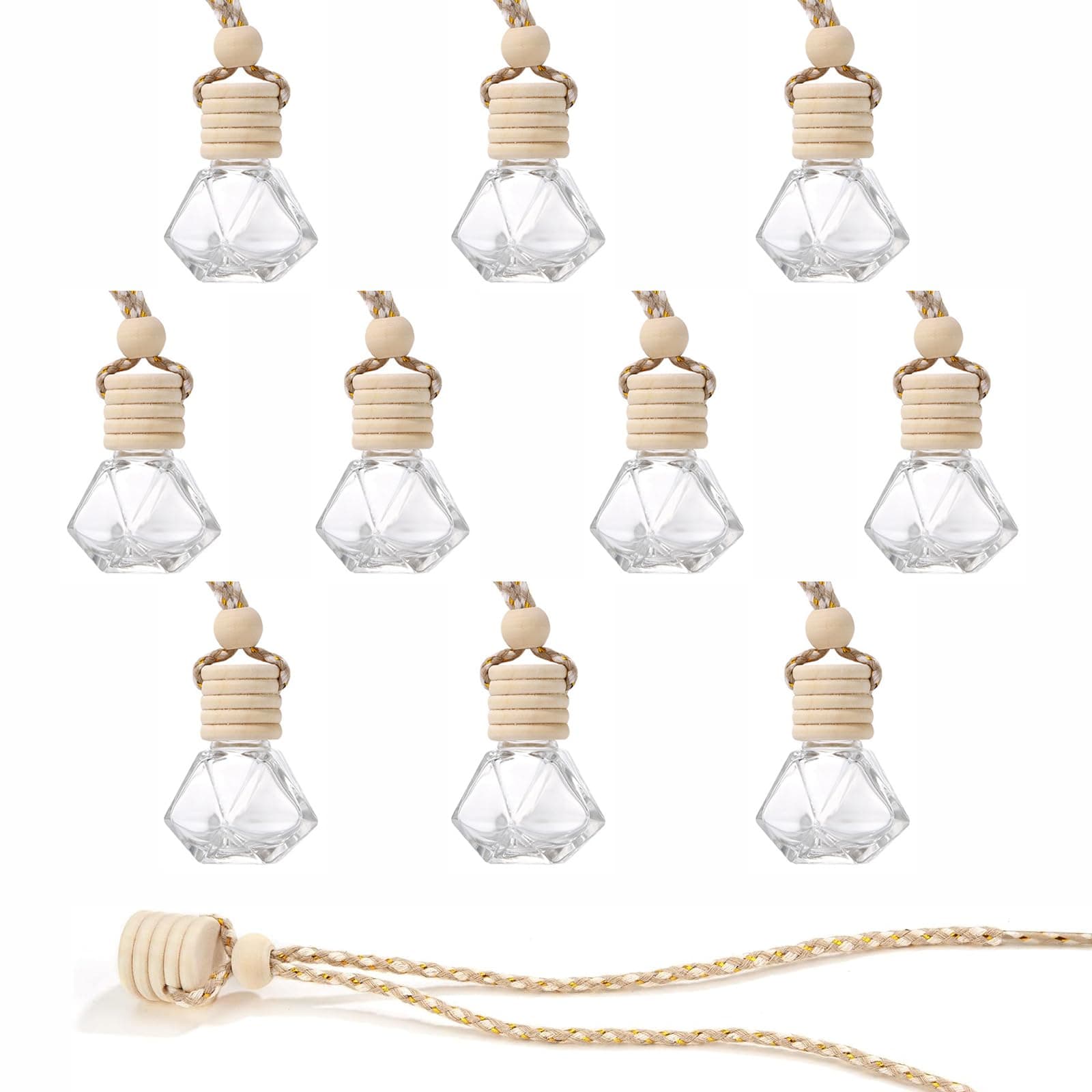 LSRVNM 10 Stücke 8ml Auto Parfüm Flasche Leer, Duft Diffusor für Auto, Glasflaschen Diffusor, Nachfüllbar, Wiederverwendbar, für Auto, Zuhause, Büro, Parfüm Decor (Diamant) Angebot bei HelloDeals