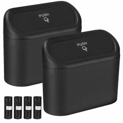 Zhufas 2 Stück Auto Mülleimer mit 80 Stück Auto Müllsäcke Auto Mülleimer Klein, Automülleinmer Mit Deckel, Hängende Aufbewahrungsbox, Auto Accessoires (Schwarz) Schwarz 2 Angebot bei HelloDeals