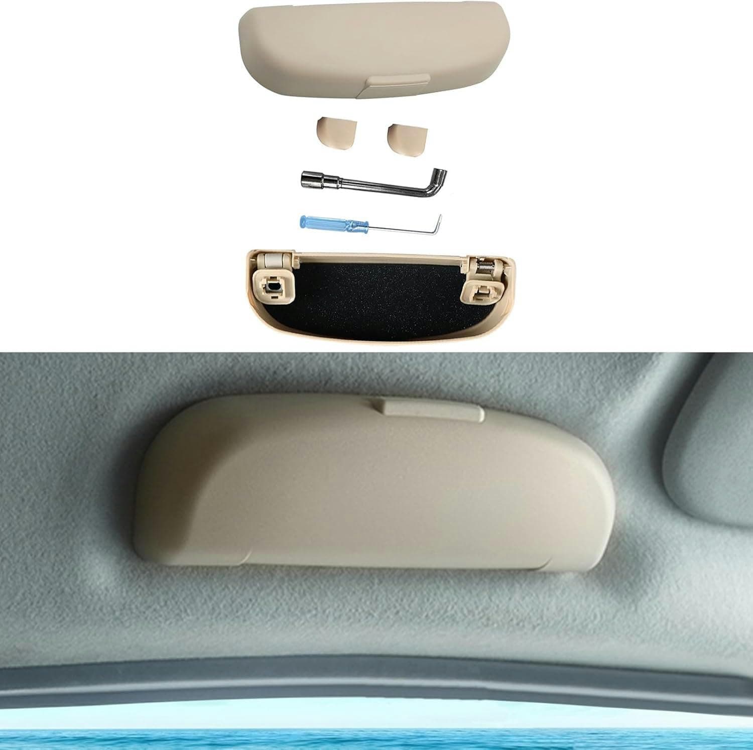 ONNAT Auto Brillen Aufbewahrungsbox Brillenetui für FIAT Ducato (2006+) Sonnenbrillencliphalter Beige Angebot bei HelloDeals