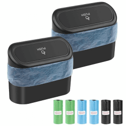SXCCNW Auto Mülleimer, 2 Stück Mülleimer Auto mit 90 Müllbeutel Mülleimermit Deckel für Familie Büro Küche Autos Vordersitz Zubehör 16 x 14 x 7 cm Schwarz Angebot bei HelloDeals
