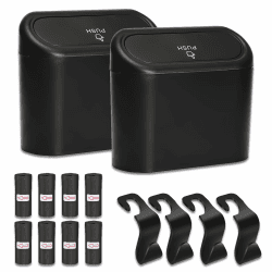 DYOUen Auto Mülleimer Kleiner Automülleinmer mit Müllbeutel und 2 Stück Auto Kopfstützen Haken, Hängende Aufbewahrungsbox für die Lagerung und Organisation (Rosa) (2) Angebot bei HelloDeals