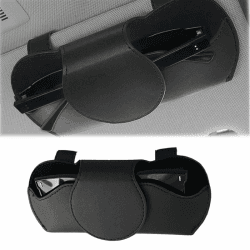 HAPPOW Brillenhalter für Auto Leder, Universal-Sonnenbrillenhalter Auto, Magnet Brillenetui, Aonnenblenden Auto Organizer, Staubdicht, Schüttelfest Auto zubehör für alle Fahrzeuge (Schwarz) Stil 2 Angebot bei HelloDeals
