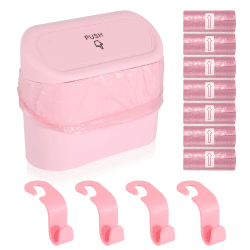 DUTIFUL Auto Mülleimer Klein Mini Auto Mülleimer mit Deckel Mülleimer Auto mit 105 Stück Auto Müllsäcke und 4 Stück Autositzhaken Automülleimer Mini Mülleimer für Auto Lagerung und Organisation Angebot bei HelloDeals
