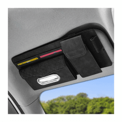 JNNJ Auto-Sonnenblende-Organizer, Kartenhalter Einstellbare Sonnenblende Organizer, Auto Multifunktionale Aufbewahrungstasche Für Sonnenbrillen, Bankkarten(Schwarz) Angebot bei HelloDeals