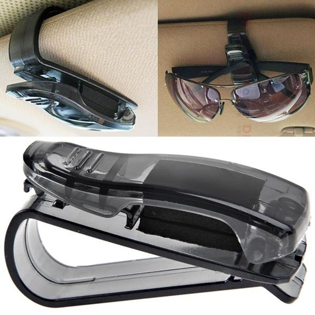 EROSPA® Sonnen-Brillen-Ablage Sonnenblenden-Klemm-Halterung 2in1 Clip für Tickets Visitenkarten Notizen Brillen-Aufbewahrung für KFZ PKW LKW Bus Auto Boot Caravan Angebot bei HelloDeals