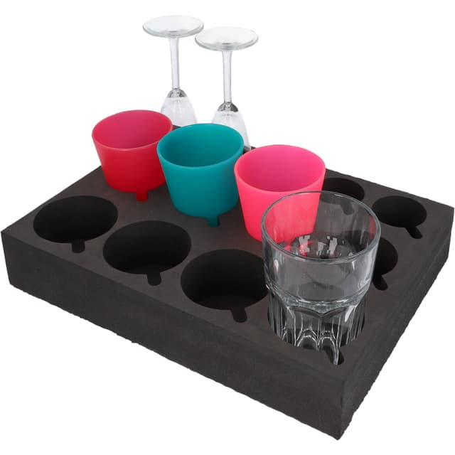 cartrend Caravan Glas- und Tassenhalter, Schützt vor Bruchgefahr und Klappern, 13 Halter, Camping, Campingzubehör, Wohnwagen, Wohnmobil, Wohnwagenzubehör, schwarz