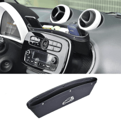 FIEMACH Mittelkonsole Aufbewahrungsbox für Smart 453 Fortwo/Forfour 2015-2019, Organizer Tasche, PU-Leder, Konsolen-Zubehör, Aufbewahrung für Handys Schlüssel Karten Münzen (schwarz) Angebot bei HelloDeals