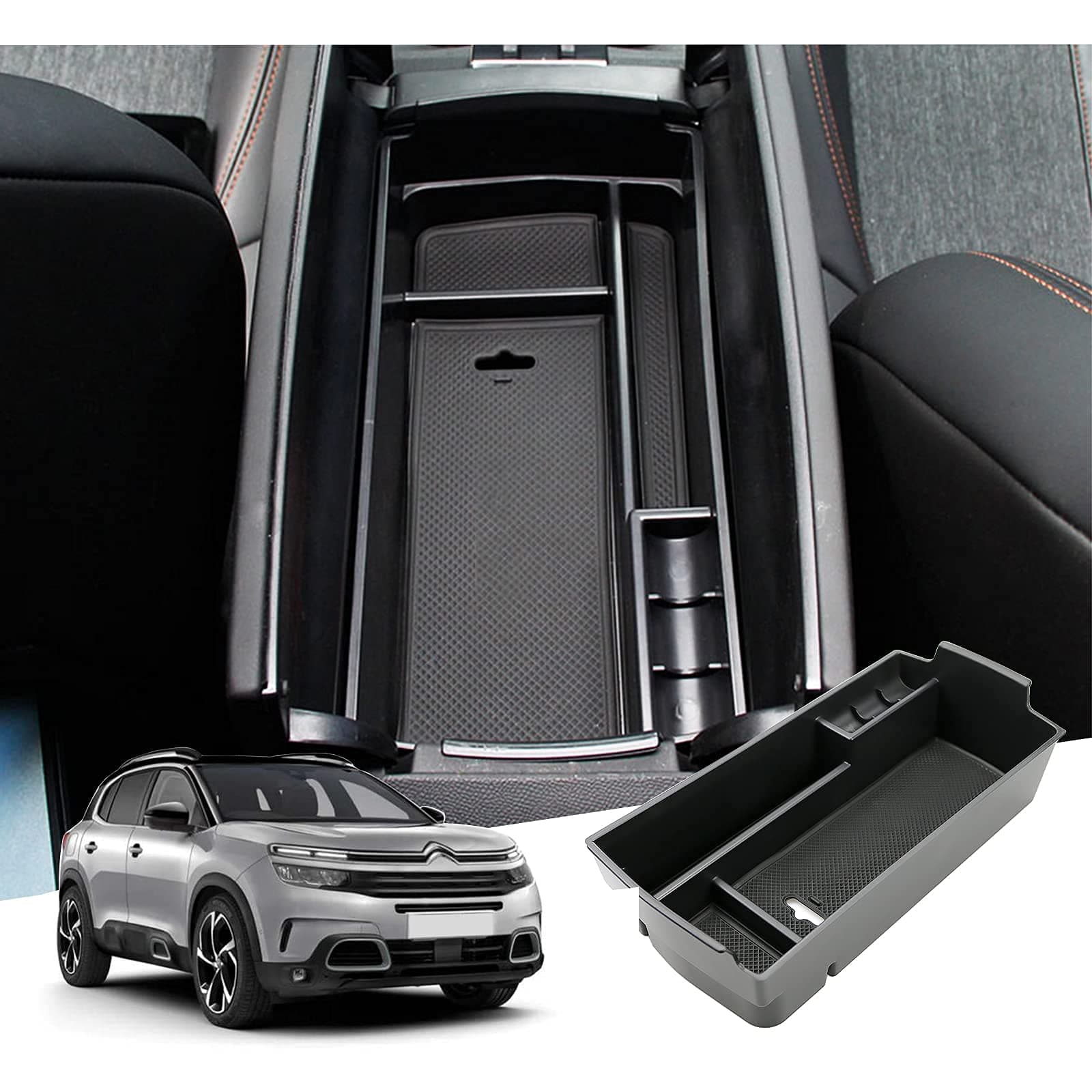 GAFAT Citroe-n C5 Aircross 2017-2024 2025 Aufbewahrungsbox, C5 Aircross 2024 Organizer für Mittelkonsole Armlehnen, Organizer Tray Handschuhfach, Kompatibel mit Citroen C5 Aircross Zubehör Angebot bei HelloDeals