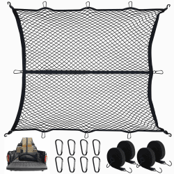 VEUWOLM Hochelastisches Gepäcknetz, 1,2 x 1,2 m dehnbar bis 2,1 m x 2,1 m (Einlagig), LKW-Frachtnetz, Netz-Organizer, mit 8 x Stahlkarabiner + 4 x Haltegurt, Gepäckfixierung für LKW Auto Wohnmobil Angebot bei HelloDeals
