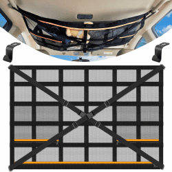 HAPPY FINDING Autodach Gepäcknetz Decke, 90 × 65 cm Universal Aufbewahrungsnetz mit Verstellbare Kreuzgurte und 3 unabhängige Reißverschlusstaschen für Vier Dach Armlehnen auf Autos, Jeeps, Van, SUV Angebot bei HelloDeals