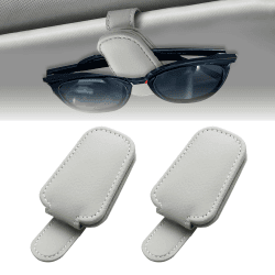 BAVUNV Brillenhalter für Auto Sonnenblende, 2 Pack Universal Leder Sonnenbrillenhalter Auto, Magnetische Auto Visier Brillenhalter für Alle Arten von Gläsern Geeignet (Grau) Angebot bei HelloDeals