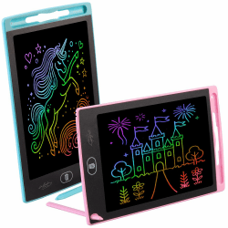 infactory Schreibtafel: 2er-Set LCD-Schreibtafeln für Kinder, 8,5"/21,5 cm, Stift, rosa & blau (Zaubertafel, LCD Schreibtafel Kinder, Eingabestift) Angebot bei HelloDeals