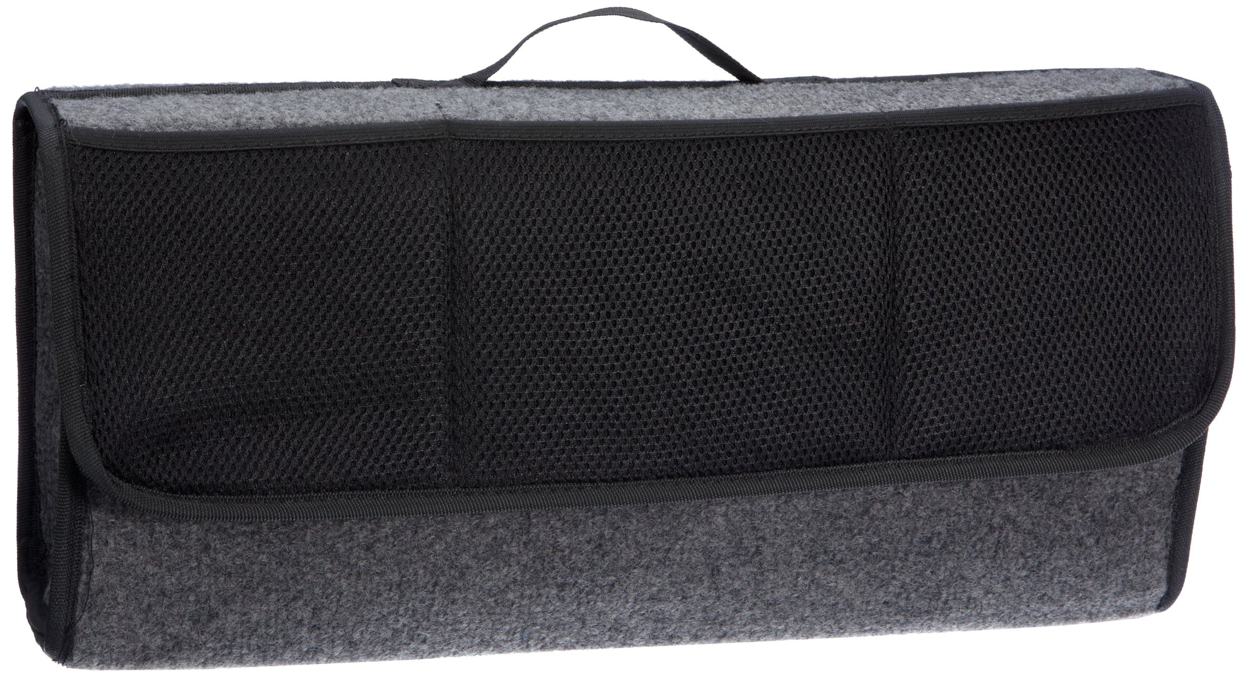 UNITEC 73615 Kofferraum-Organizer, Kofferaumtasche mit Klettverschluss Befestigung, robuster grauer Nadelfilz, schwarz, Nein