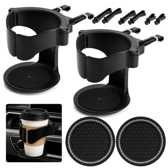 MOPUBZO 2Stück getränkehalter Auto mit Auto Getränkehalter Untersetzer – Universell & Verstellbar, becherhalter Auto, Belüftungs Flaschenhalter Auto Für Aschenbecher, Kaffeebecher Und Getränkedose