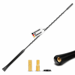 alca® Autoantenne Antenne Ersatz 40cm universal Dachantenne Radio AM/FM schwarz aus Fiberglas + M5 M6 für VW Audi Renault