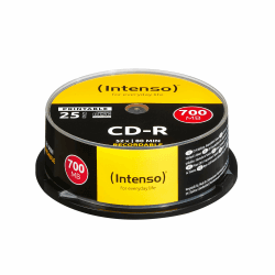 Intenso 1801124 CD-R Rohlinge 700MB 52x 25er Spindel Cakebox kratzfest bedruckbar Angebot bei HelloDeals