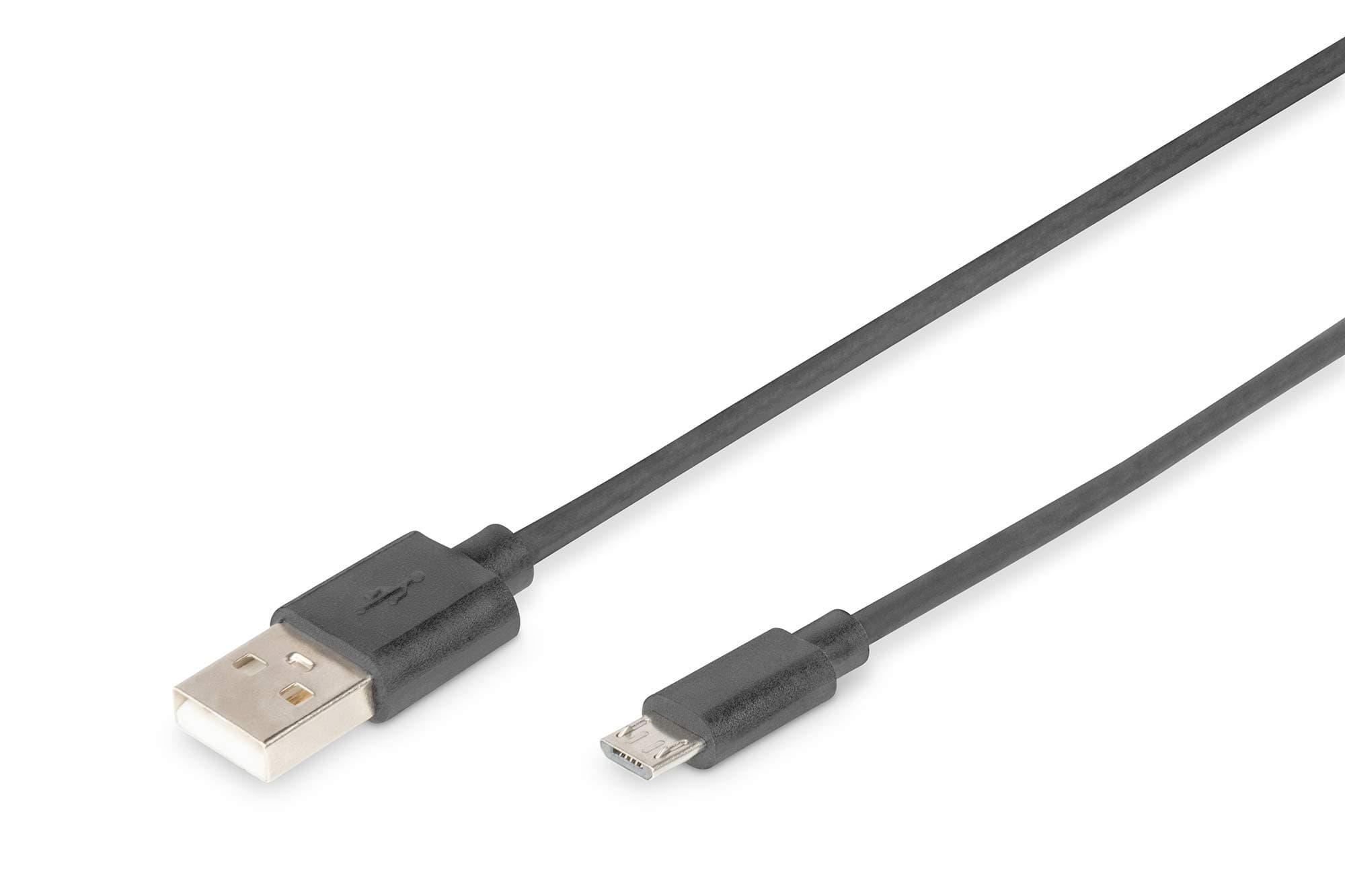 DIGITUS USB 2.0 Kabel - 1,8 m - USB-A zu Typ Micro B - 480 Mbps - Verbindungskabel für Computer, Notebooks, Hubs, Smartphones - Polybag - Schwarz Polybag 1,8m