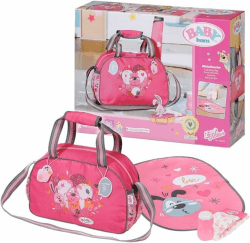 BABY Born Wickeltasche - Puppenwickeltasche in Rosa/Grau - Hochwertiges Puppenzubehör inkl. Wickelunterlage, Windel & Puderdose - Geeignet für Kinder ab 3 Jahren Angebot bei HelloDeals