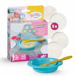 BABY born Fütterset für Puppen - Inkl. Teller, Löffel & 5 Mahlzeiten-Bildern - Hochwertiges Puppenzubehör - Geeignet für Kinder ab 3 Jahren Angebot bei HelloDeals