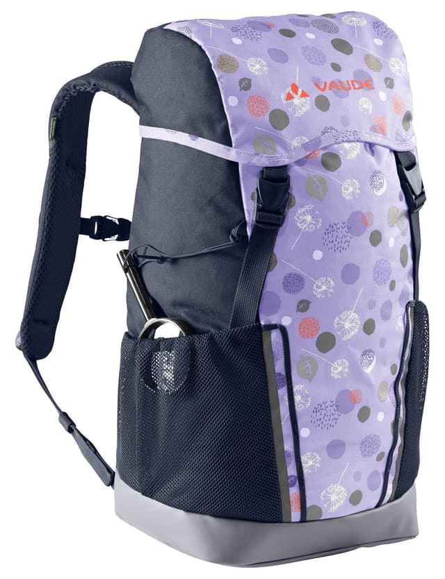 VAUDE Kinderrucksack Jungen & Mädchen Puck, komfortabler Wanderrucksack Kinder, Wetterfester Schulrucksack mit Regenhülle & Lupe, viel Stauraum Einheitsgröße Pastel Lilac
