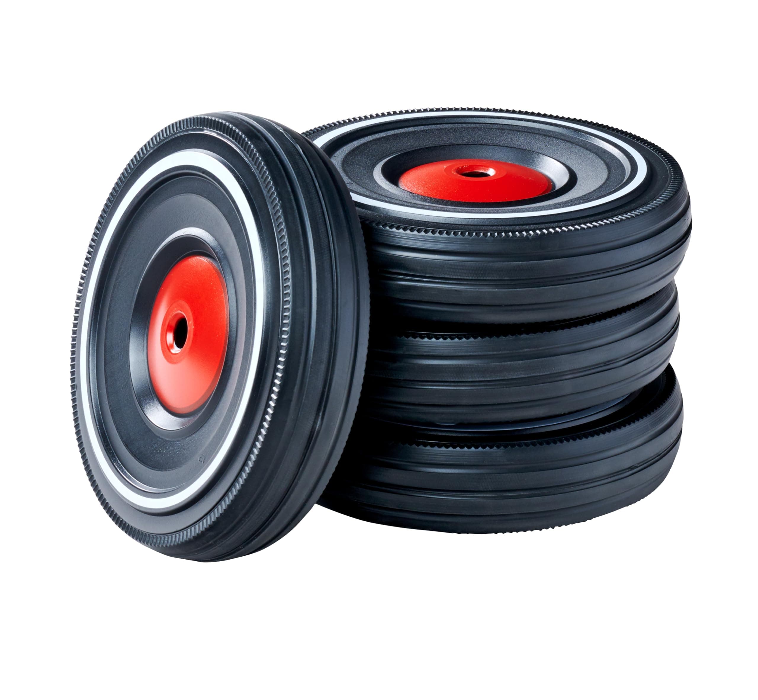 BIG - Bobby Car Whisper Wheels - Flüsterräder für Rutscher Autos, Reifen-Set mit Befestigungsclips und Montageanleitung, für Kinder ab 1 Jahr, Schwarz