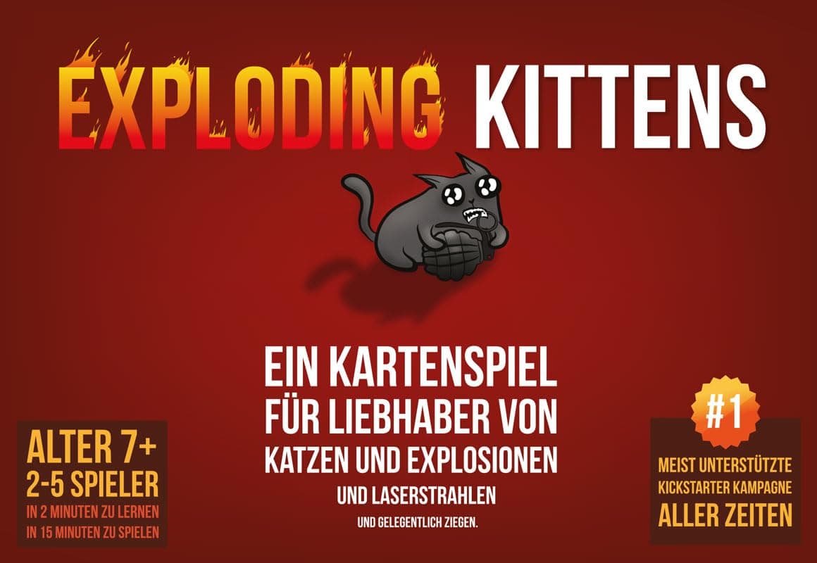 Exploding Kittens, Exploding Kittens, Grundspiel, Partyspiel, Kartenspiel, 2-5 Spieler, Ab 7+ Jahren, 15+ Minuten, Deutsch a. Exploding Kittens Angebot bei HelloDeals