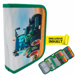 itenga Schüler-Etui 28 teilig gefüllt 1-Zipper Federmäppchen für Jungen und Mädchen (Traktor) Angebot bei HelloDeals