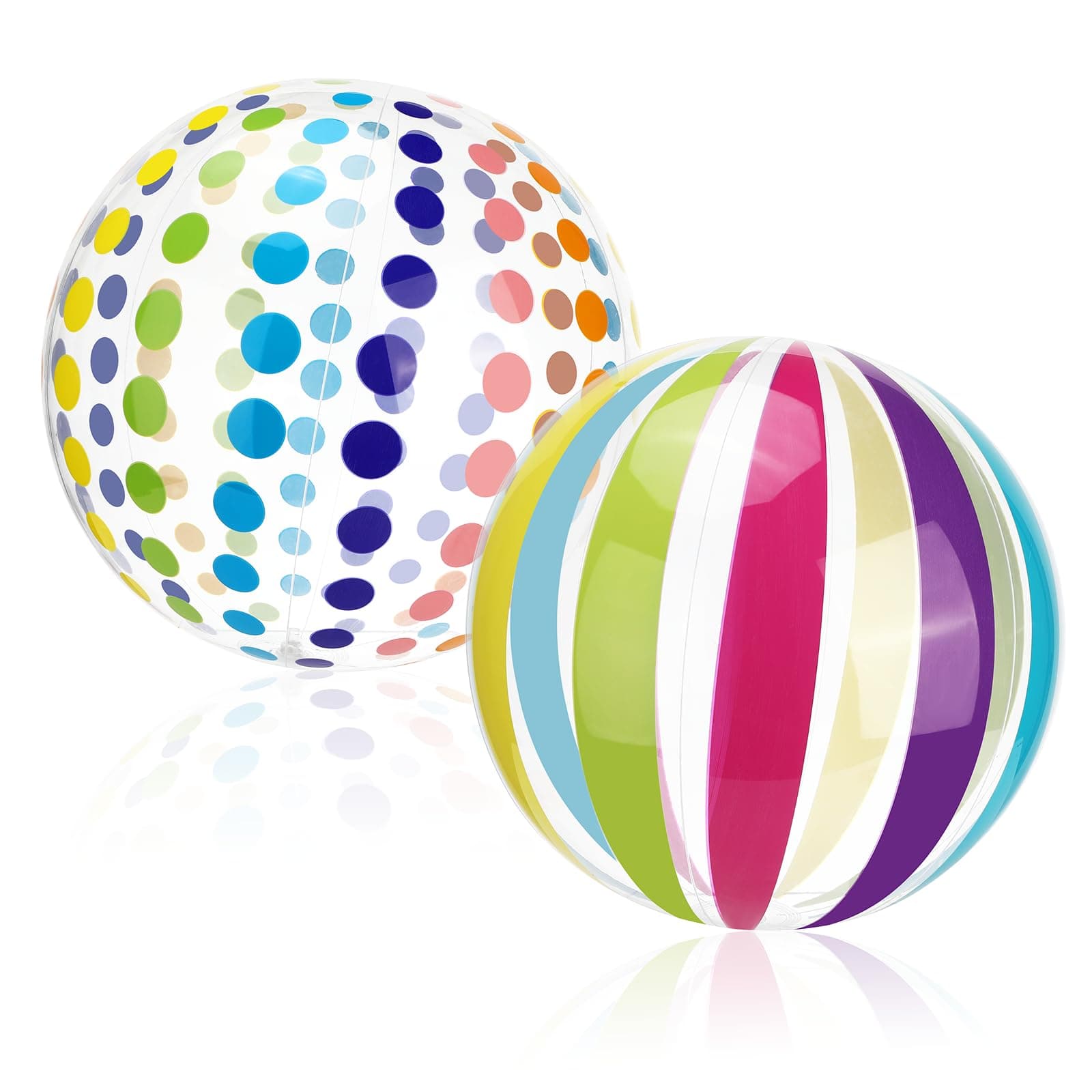 Quuylin Wasserball Aufblasbar, 2 Stück Bunt Gestreifter WasserbäLle, 40cm Strandball, Sommer Schwimmball Wasserspielzeug für Kinder Erwachsene Strand, Pool Party, Outdoor-Aktivitäten (A) Angebot bei HelloDeals