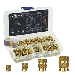 ruthex Gewindeeinsätze M2 + M3 + M4 + M5 Sortimentskasten - 70 + 100 + 50 + 50 Stk. BLEIFREIE Gewindebuchsen aus Messing - zum Einschmelzen einer Gewindehülse in 3D-Druck-Teile aus Kunststoff Kasten M2 M3 M4 M5 Metrisches Iso-gewinde Angebot bei HelloDeals