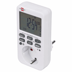 Brennenstuhl Comfort-Line Digitale Wochenzeitschaltuhr, digitale Timer-Steckdose (Wochen-Zeitschaltuhr für Innenbereich, Countdown-Funktion und mit erhöhtem Berührungsschutz) weiß Angebot bei HelloDeals