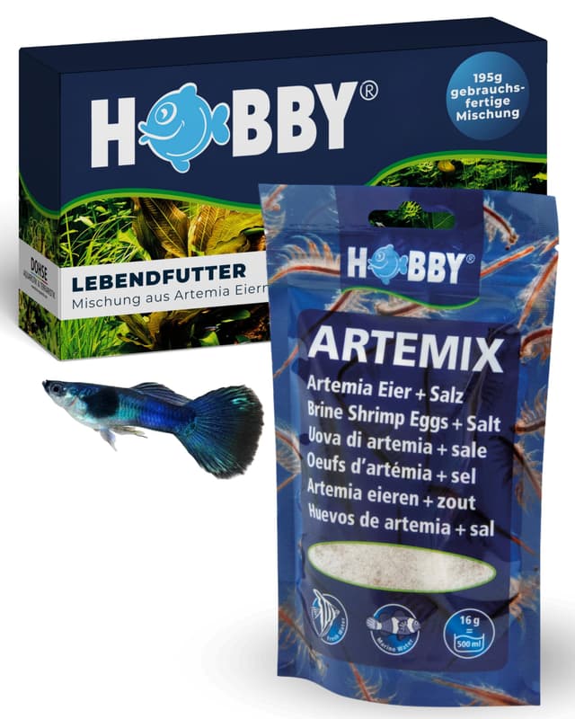 HOBBY Aquaristik Artemix I 195 g I Artemia Eier + Salz I Lebendfutter für Aquarienfische I Fertigmischung zur Zucht von Artemia-Nauplien I Frische Artemia für gesunde Ernährung I sofort einsatzbereit 195 g (1er Pack)