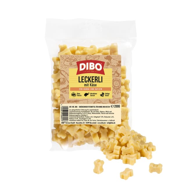 DIBO Leckerli mit Käse, 200g Beutel - Hundesnack klein und praktisch Training Hundeleckerlies, gesund und lecker, Belohnung für Hund und Katze 200 g (1er Pack)