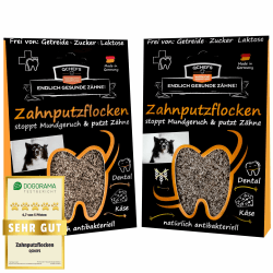 QCHEFS 2er Pack Zahnputzflocken für Hunde - 1 Monat Zahnpflege Hund, ohne Dentalspray für Hunde 90 g (2er Pack) Angebot bei HelloDeals